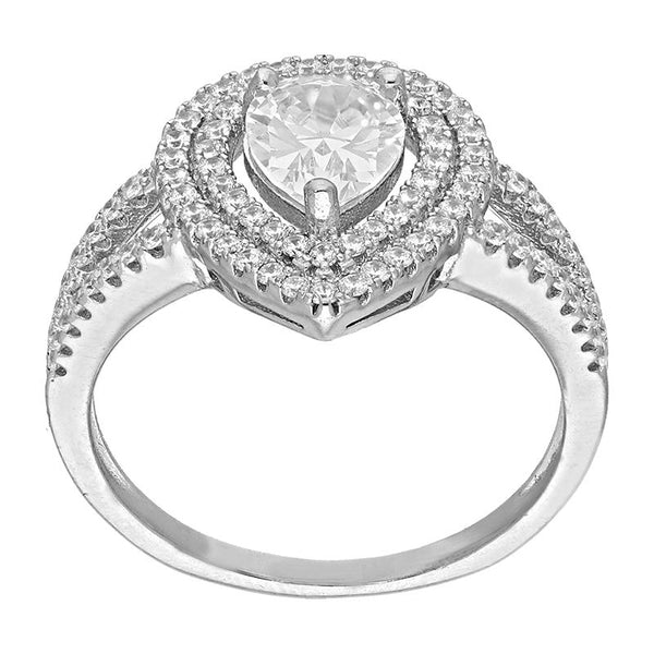 Sterling Silver 925 Pear Shaped Solitaire Ring - FKJRNSL2913