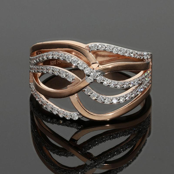 Sterling Silver 925 Rose Gold Plated Spiral Shaped Ring - FKJRNSL2906