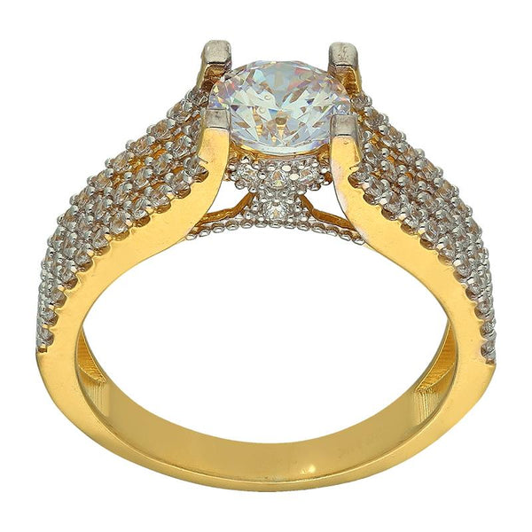Sterling Silver 925 Gold Plated Solitaire Ring - FKJRNSL2922