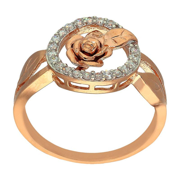 Sterling Silver 925 Rose Gold Plated Round Shaped Flower Ring - FKJRNSL2924