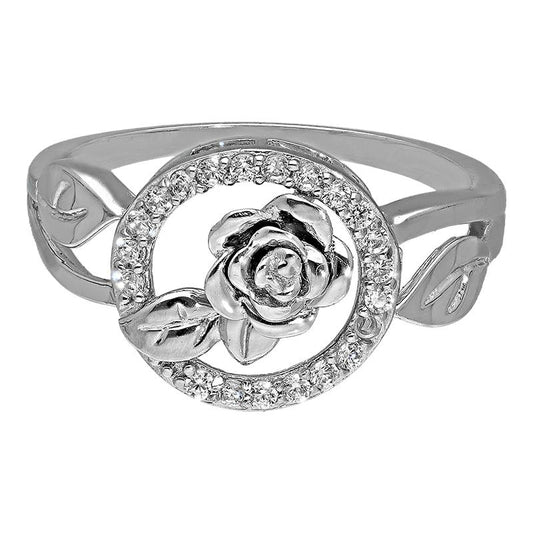 Sterling Silver 925 Round Flower Ring - FKJRNSL2935