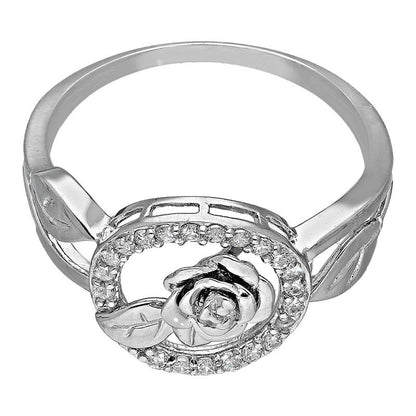 Sterling Silver 925 Round Flower Ring - FKJRNSL2935