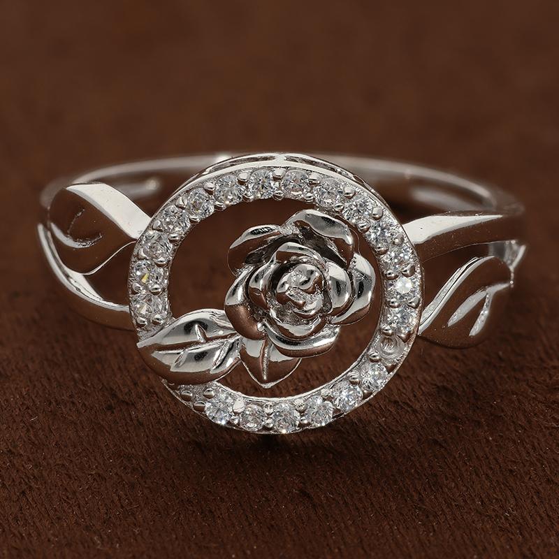 Sterling Silver 925 Round Flower Ring - FKJRNSL2935