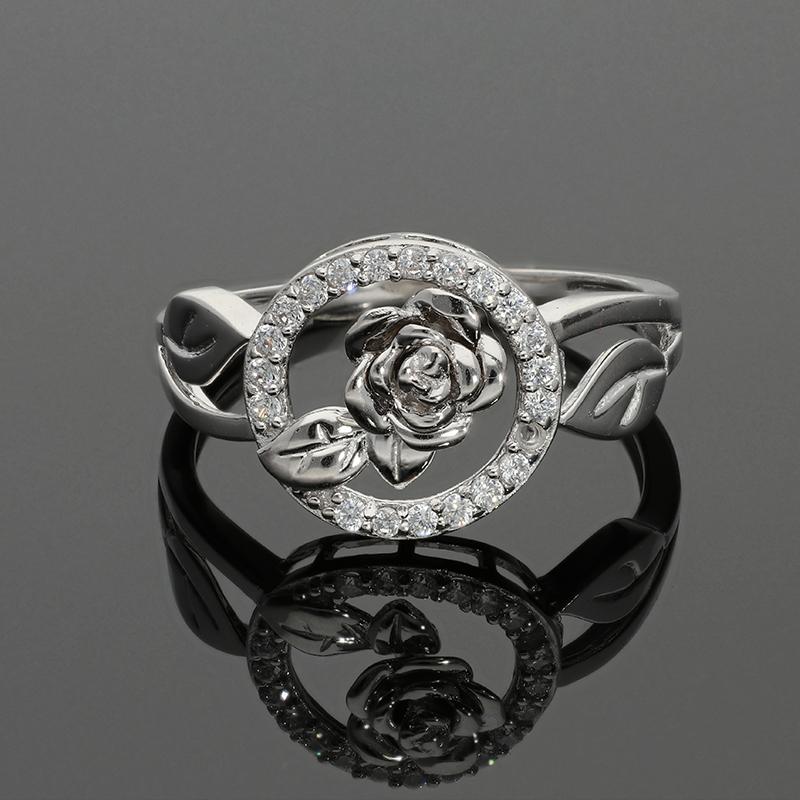 Sterling Silver 925 Round Flower Ring - FKJRNSL2935