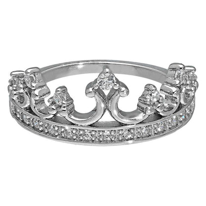 Sterling Silver 925 Crown Shaped Ring - FKJRNSL2936