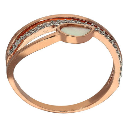 Sterling Silver 925 Rose Gold Plated Leaf Shaped Ring - FKJRNSL2943