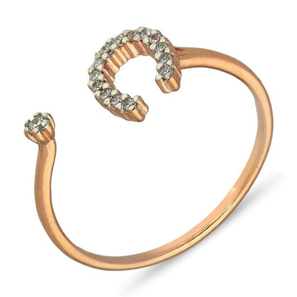 Sterling Silver 925 Rose Gold Plated Horseshoe Ring - FKJRNSL2975