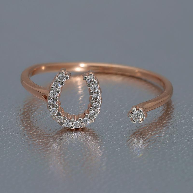 Buy Elegant Sterling Silver 925 Rose Gold Plated Horseshoe Ring FKJRNSL2975 FKJewellers UAE