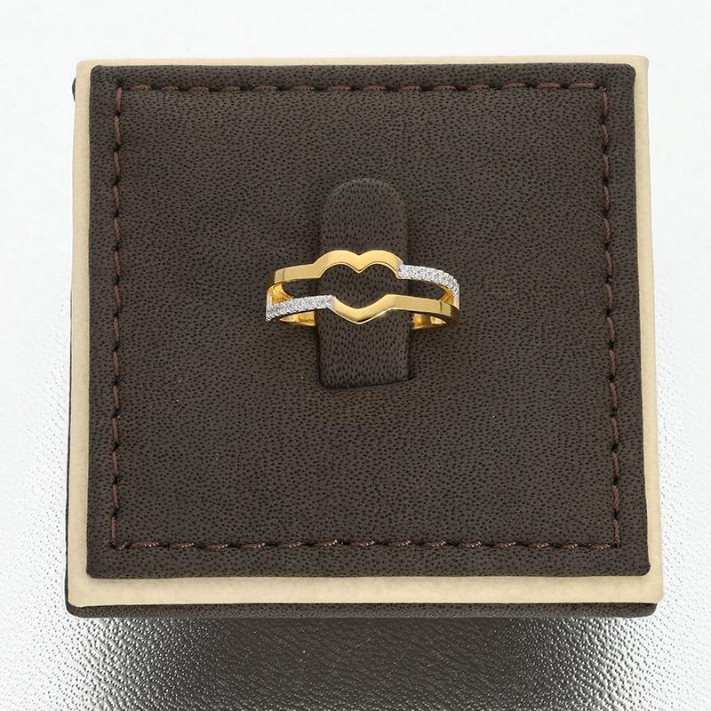 خاتم من الفضة الإسترليني عيار ٩٢٥ مطلي بالذهب على شكل قلب - FKJRNSL925