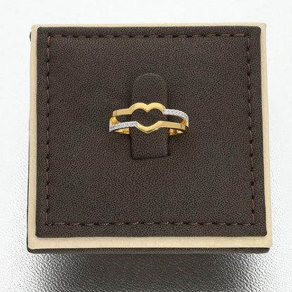 خاتم من الفضة الإسترليني عيار ٩٢٥ مطلي بالذهب على شكل قلب - FKJRNSL925