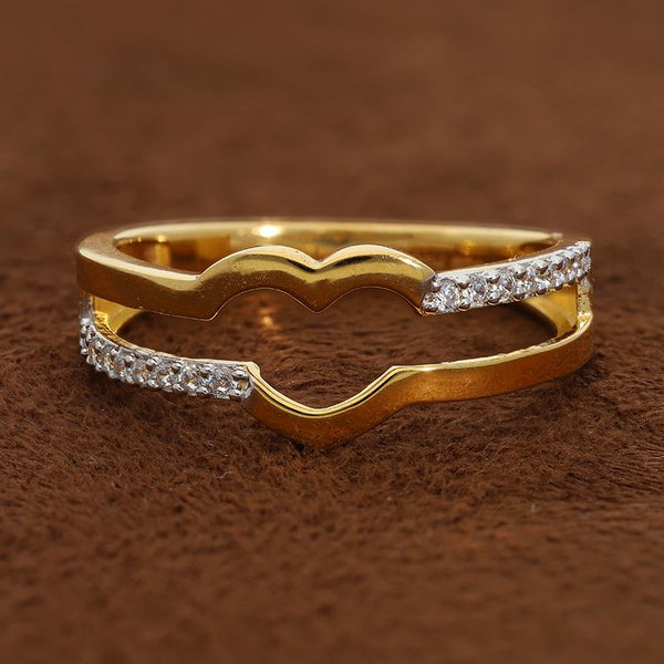 Sterling Silver 925 Gold Plated Heart Shaped Ring - FKJRNSL2962