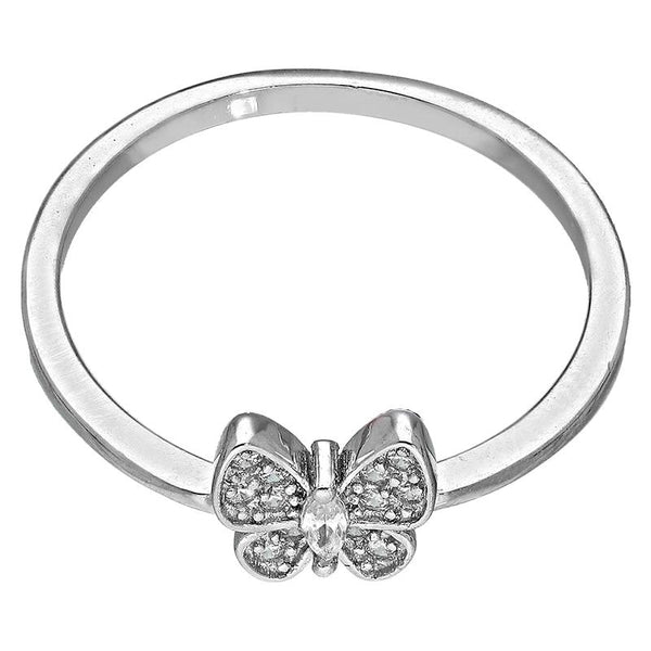 Sterling Silver 925 Butterfly Solitaire Ring - FKJRNSL2965