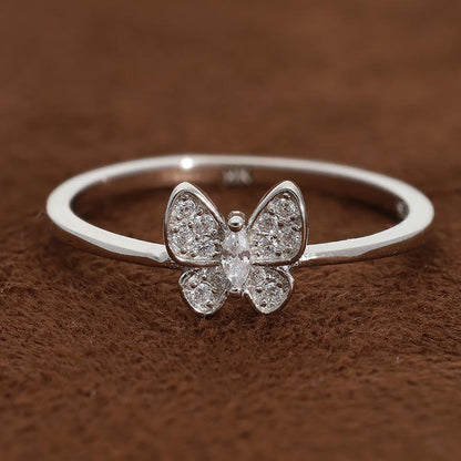 Sterling Silver 925 Butterfly Solitaire Ring - FKJRNSL2965