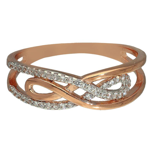 Sterling Silver 925 Rose Gold Plated Spiral Shaped Infinity Ring - FKJRNSL2967
