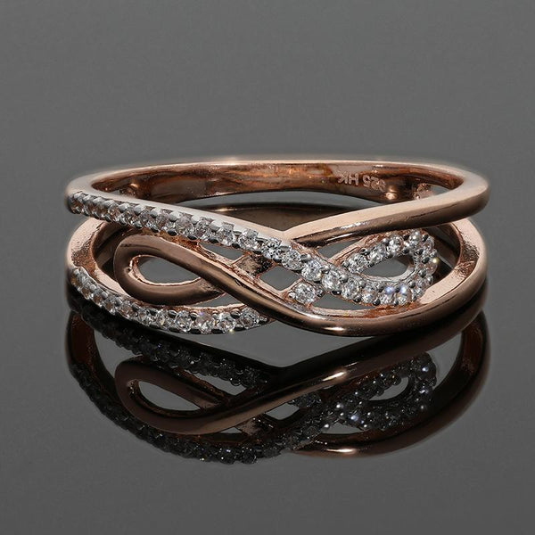 Sterling Silver 925 Rose Gold Plated Spiral Shaped Infinity Ring - FKJRNSL2967
