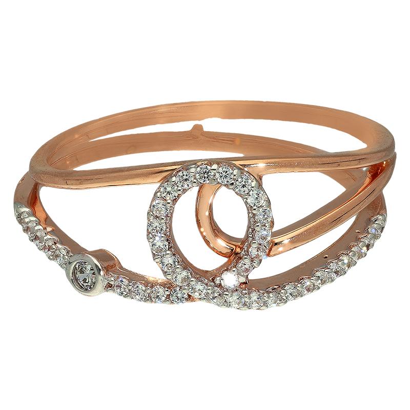 خاتم من الفضة الإسترليني عيار ٩٢٥ مطلي بالذهب الوردي - FKJRNSL925