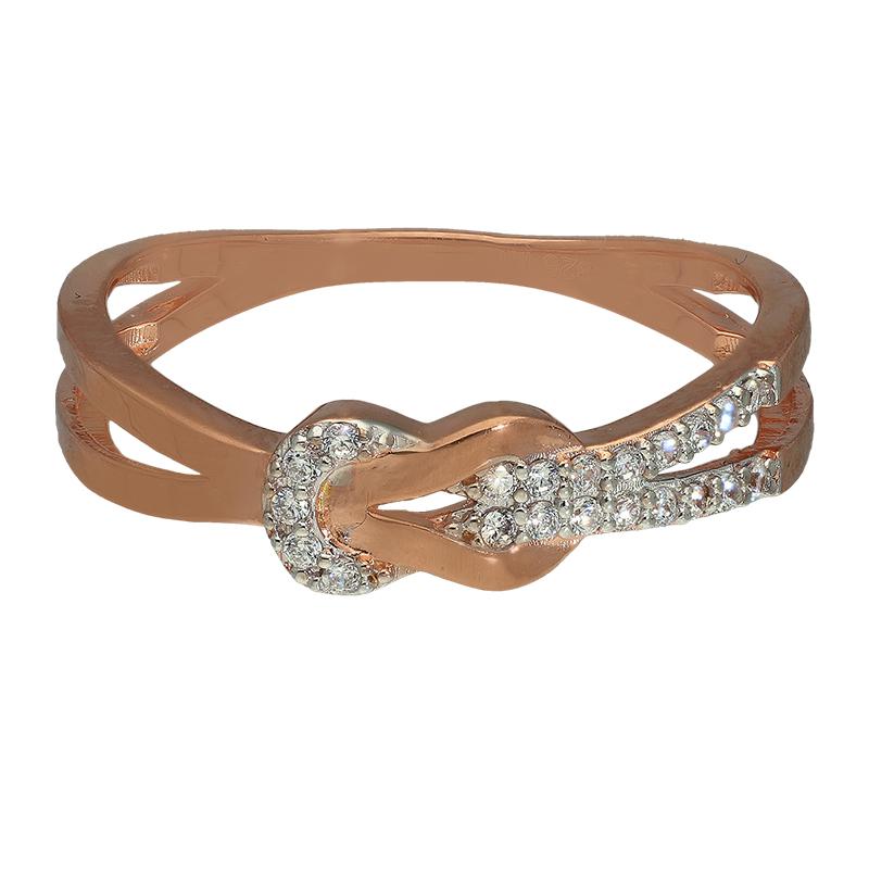 Sterling Silver 925 Rose Gold Plated Knot Ring - FKJRNSL2970