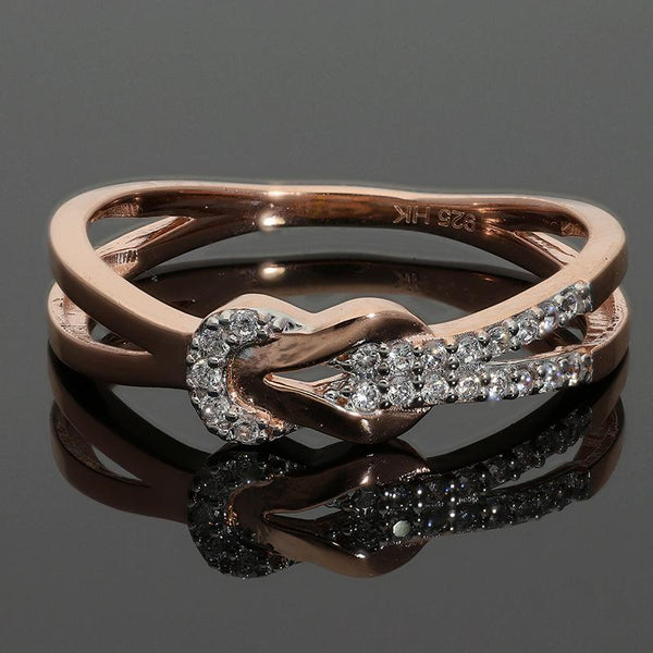 Sterling Silver 925 Rose Gold Plated Knot Ring - FKJRNSL2970
