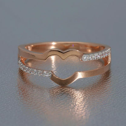 خاتم من الفضة الإسترليني عيار 925 مطلي بالذهب الوردي على شكل قلب - FKJRNSL2971
