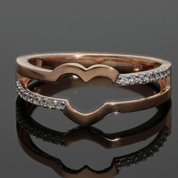 Sterling Silver 925 Rose Gold Plated Heart Shaped Ring - FKJRNSL2971