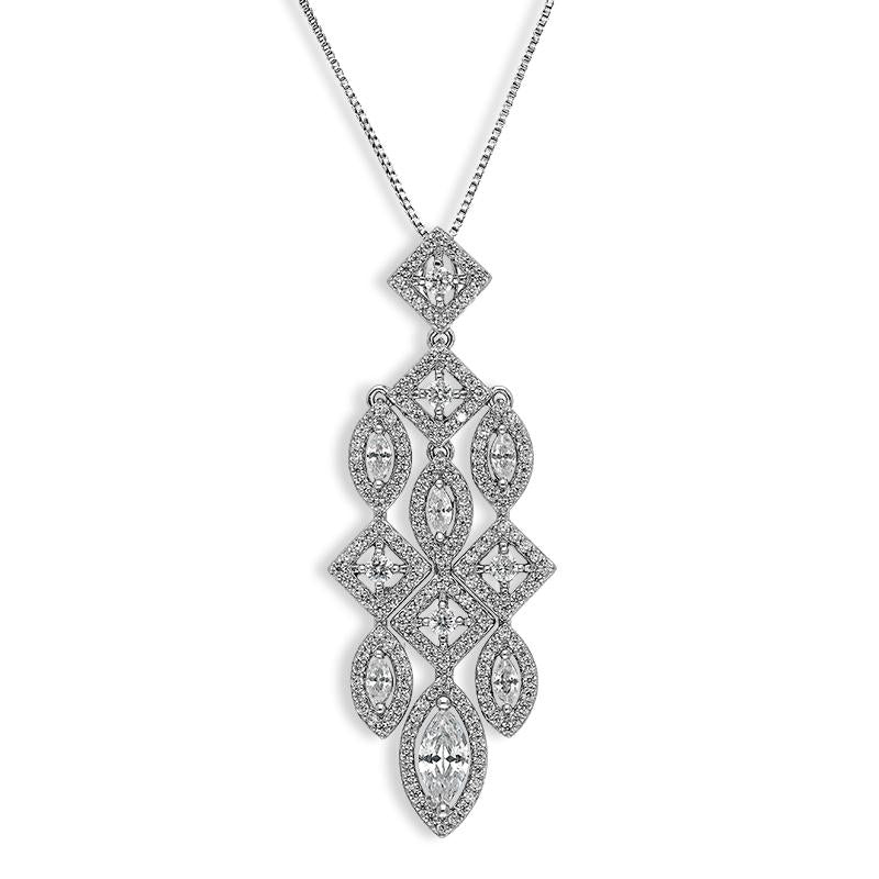 Sterling Silver 925 Pendant Set (Necklace, Earrings and Ring) - FKJNKLSTSL2285