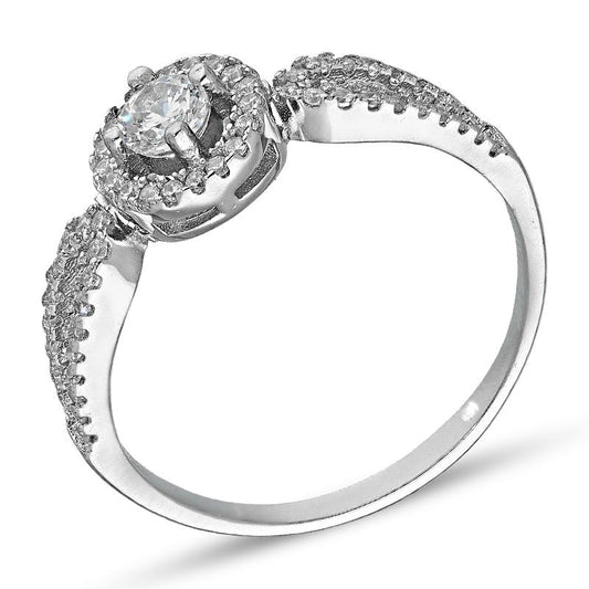 Sterling Silver 925 Round Shaped Solitaire Ring - FKJRNSL3000
