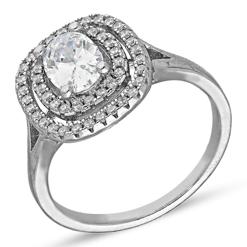 Sterling Silver 925 Oval Solitaire Ring - FKJRNSL3002