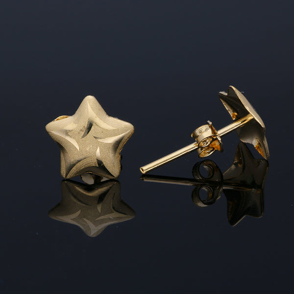 Gold Star Shaped Stud Earrings 18KT - FKJERN18KU3007