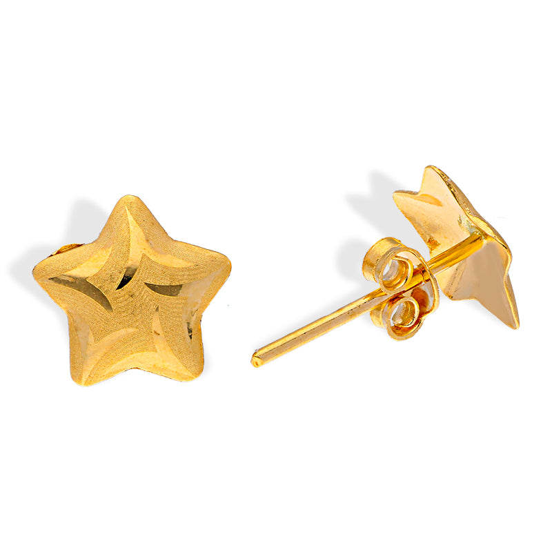 Gold Star Shaped Stud Earrings 18KT - FKJERN18KU3007