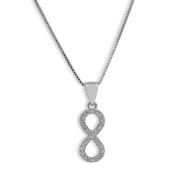 Sterling Silver 925 Infinity Pendant Set (Necklace and Earrings) - FKJNKLSTSL2308