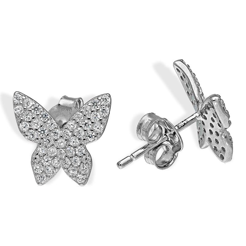 Sterling Silver 925 Butterfly Pendant Set (Necklace and Earrings) - FKJNKLSTSL2312