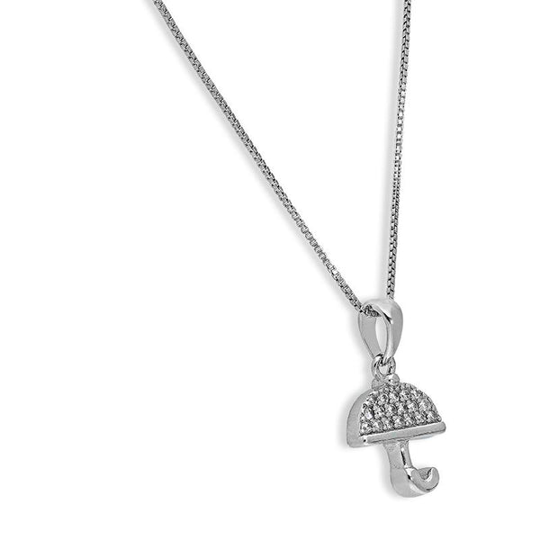 Sterling Silver 925 Umbrella Pendant Set (Necklace and Earrings) - FKJNKLSTSL2313