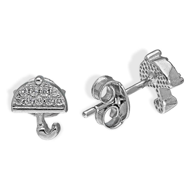 Sterling Silver 925 Umbrella Pendant Set (Necklace and Earrings) - FKJNKLSTSL2313