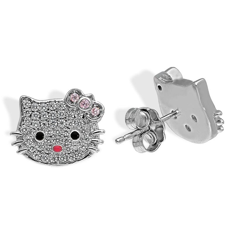 Sterling Silver 925 Hello Kitty Pendant Set (Necklace, Earrings and Ring) -  FKJNKLSTSL2316