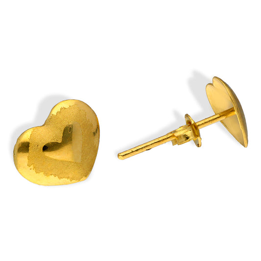 Gold Heart Shaped Stud Earrings 18KT - FKJERN18KU3017