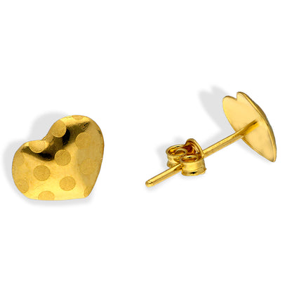 Gold Heart Shaped Stud Earrings 18KT - FKJERN18KU3018