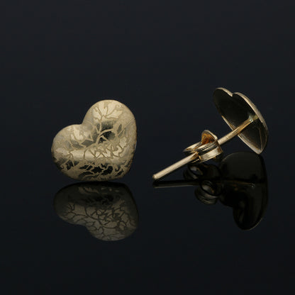 Gold Heart Shaped Stud Earrings 18KT - FKJERN18KU3019