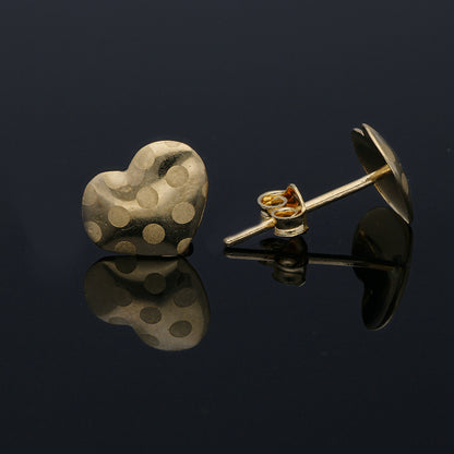 Gold Heart Shaped Stud Earrings 18KT - FKJERN18KU3018