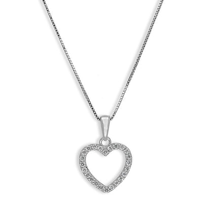 Sterling Silver 925 Heart Pendant Set (Necklace and Earrings) - FKJNKLSTSL2319