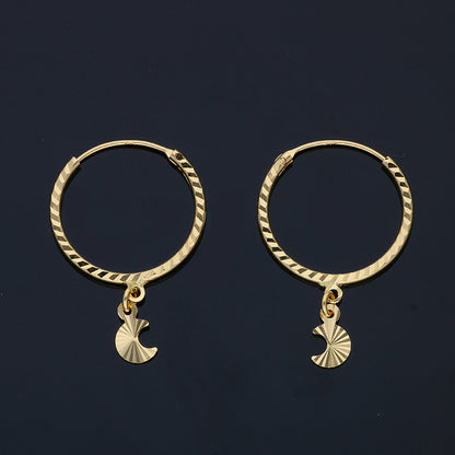 Gold Hanging Moon Slice Hoop Earrings 18KT - FKJERN18KU3024