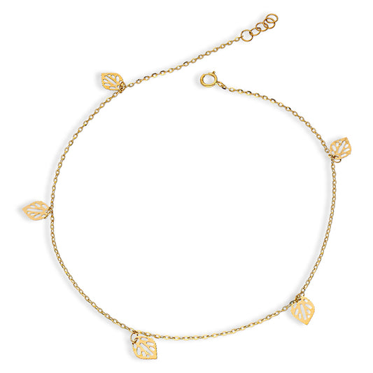 Gold Hanging Leaf Anklet 18KT - FKJANKL18KU5002