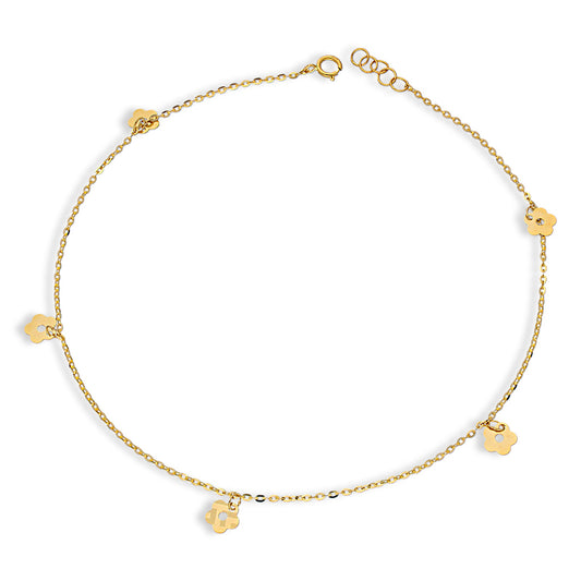 Gold Hanging Flowers Anklet 18KT - FKJANKL18KU5004