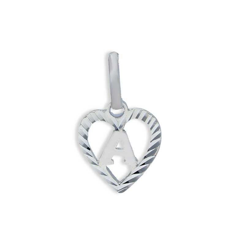 Sterling Silver 925 Heart shaped Alphabet Pendant - FKJPNDSLU1082