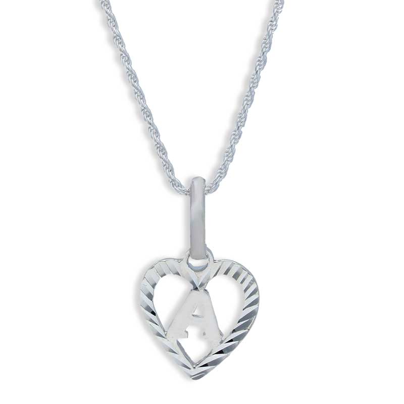 Sterling Silver 925 Necklace (Chain with Heart Shaped Alphabet Pendant) - FKJNKLSLU1082