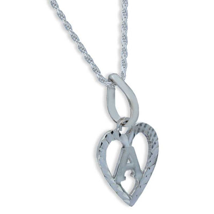 Sterling Silver 925 Necklace (Chain with Heart Shaped Alphabet Pendant) - FKJNKLSLU1082