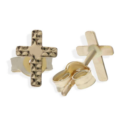 Gold Cross Stud Earrings 18KT - FKJERN18KU3059