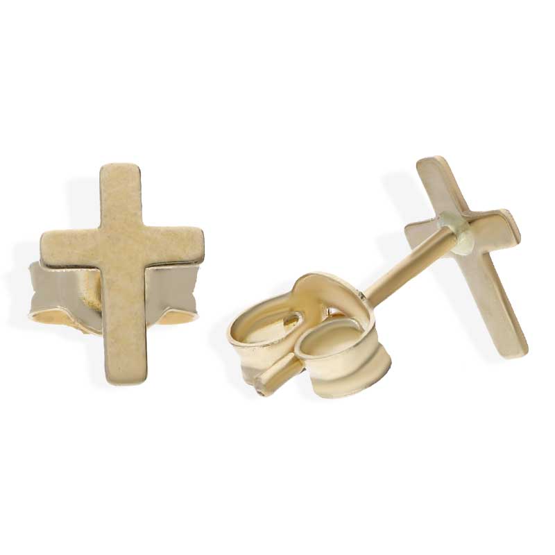 Gold Cross Stud Earrings 18KT - FKJERN18KU3061