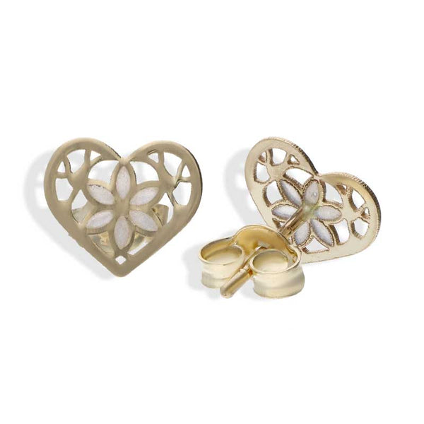 Gold Heart Stud Earrings 18KT - FKJERN18KU3065