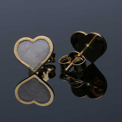 Gold Heart Stud Earrings 18KT - FKJERN18KU3072