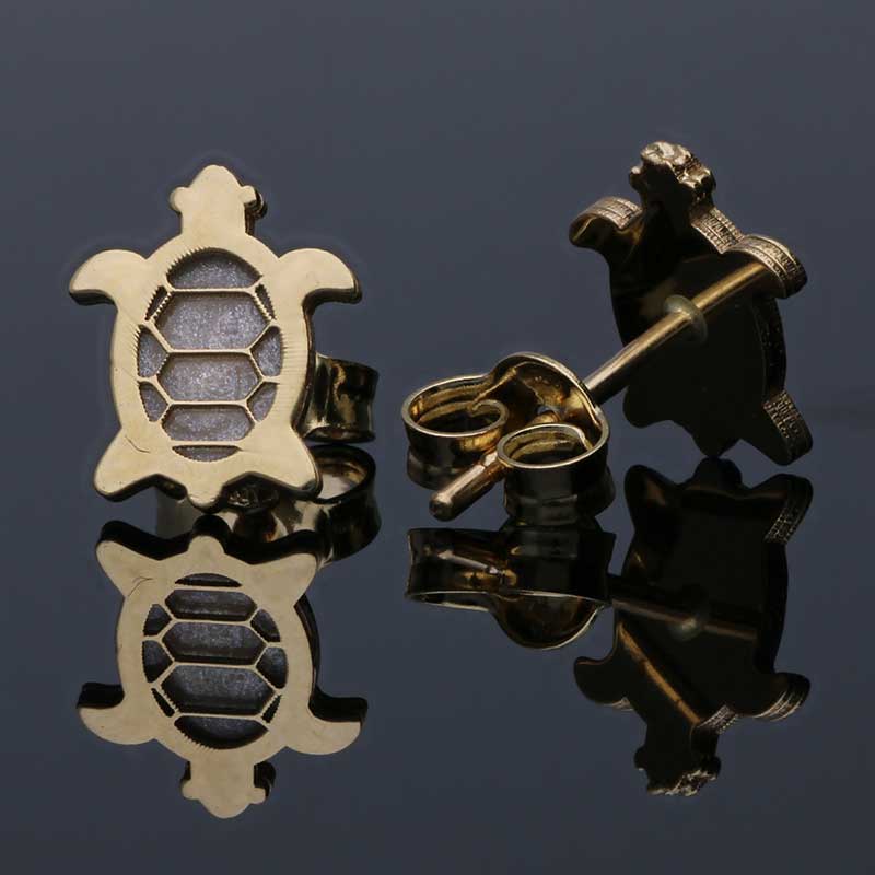 Gold Tortoise Stud Earrings 18KT - FKJERN18KU3073